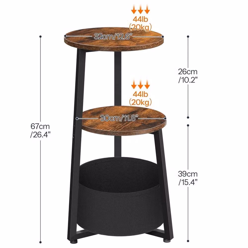 FORGEVIO Round Side Table in Rustic Brown, W/D/H: 32 x 32 x 67 cm – 2