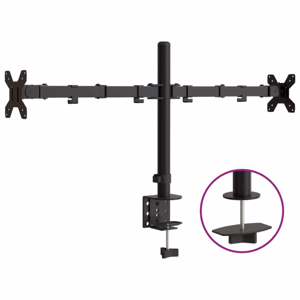 Berkfield Home Dual Monitor Stand in Black Steel with VESA 75/100 mm – 2