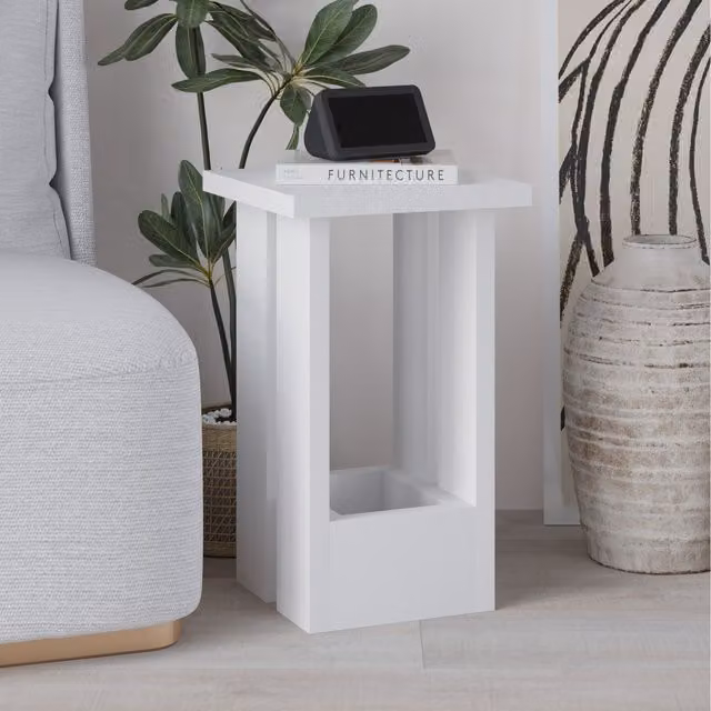Decortie Tasos Modern Minimalist Side Table in White – 1