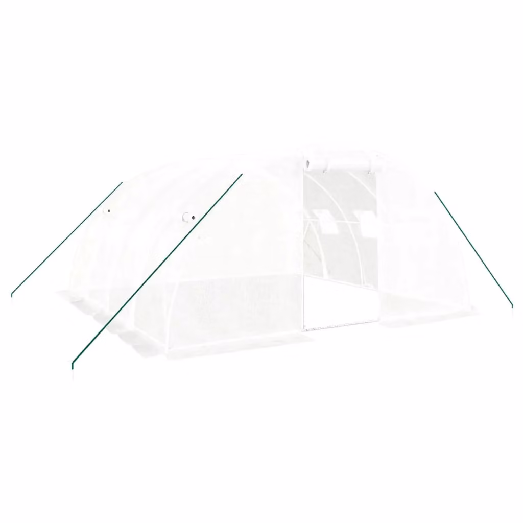 Berkfield Home Freestanding Steel Frame Greenhouse in White, W/D/H: 4 x 4 x 2 m – 2