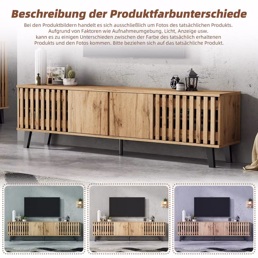 Rolipo Modern Wood TV Console and Sideboard Buffet Set in Brown – 2