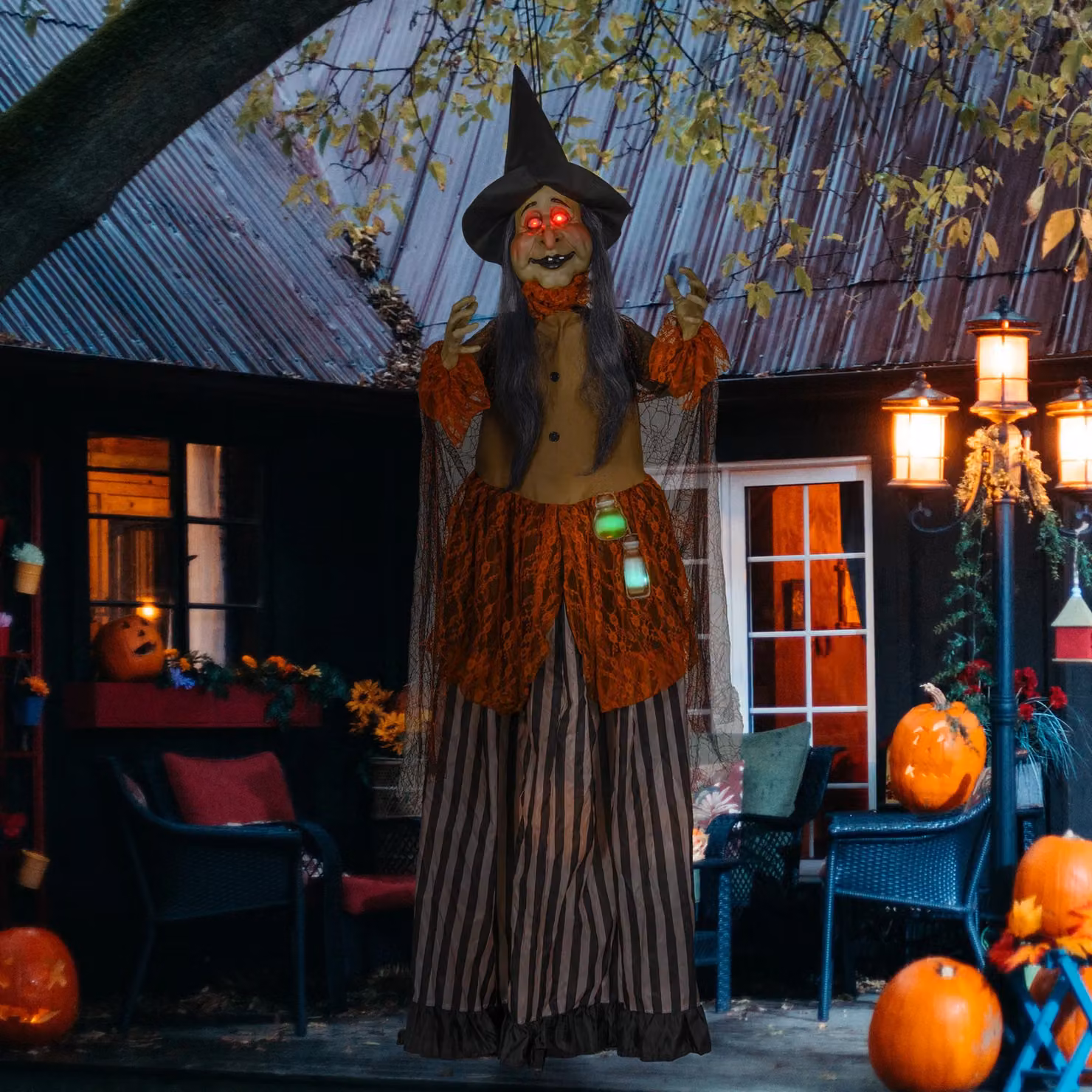 HOMCOM Multicolour Outdoor Halloween Animatronic with Sound Activated Light Up Eyes – 2