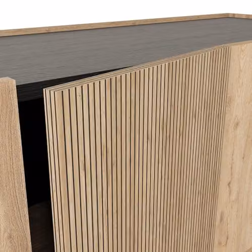 Bimossa Gaia Modern Brown Nightstand with Striped Cabinet Door and Shelves, W/D/H: 46 x 25 x 46 cm – 3