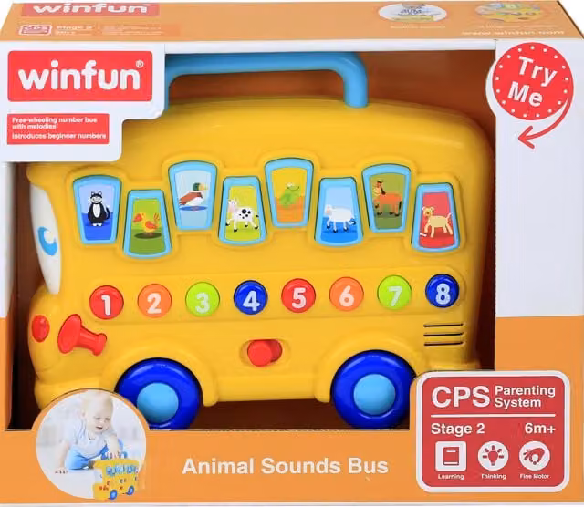 Winfun Animal Sounds Bus in Yellow