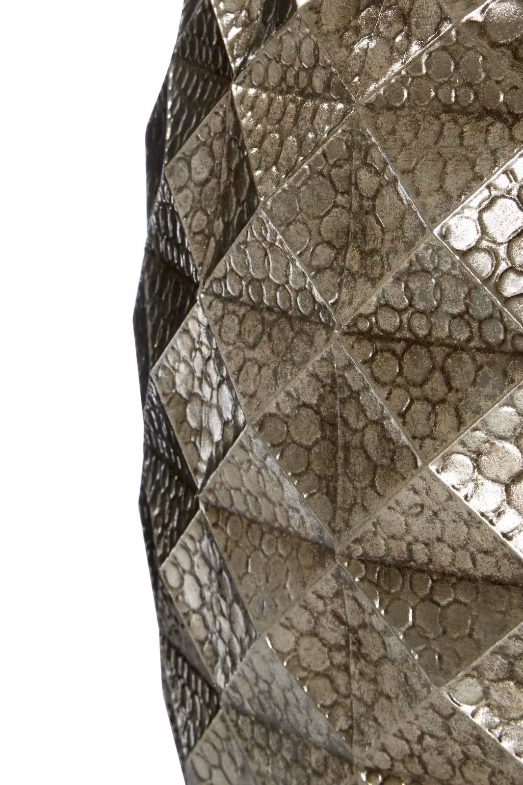 Orsina Set of 2 Vintage Hammered Drum Stools in Silver and Grey, Powder Coated Steel, W/D/H: 38 x 38 x 41 cm – 2