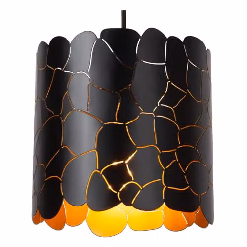 Lucide Almelo Netlighting Pendant Light, Black and Gold/Brass, 3 x E27, H 165 x W 45 x D 45 cm – 3
