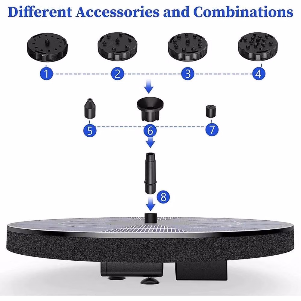 NESTLUNE 5.5w Solar Powered Floating Fountain Water Pump in Black, W: 100 cm, D: 15 cm – 3