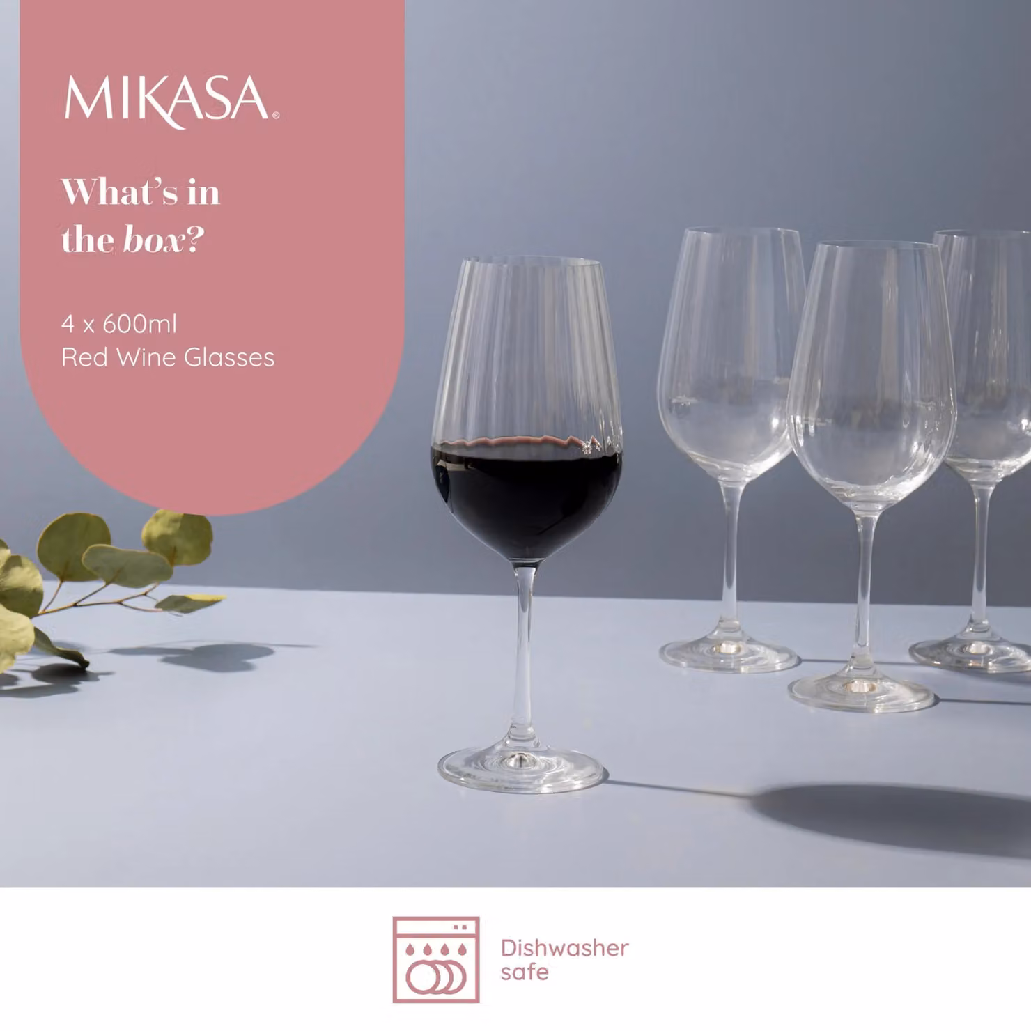 Mikasa Treviso Crystal Red Wine Glasses, Set of 4, 600ml, Transparent – 6
