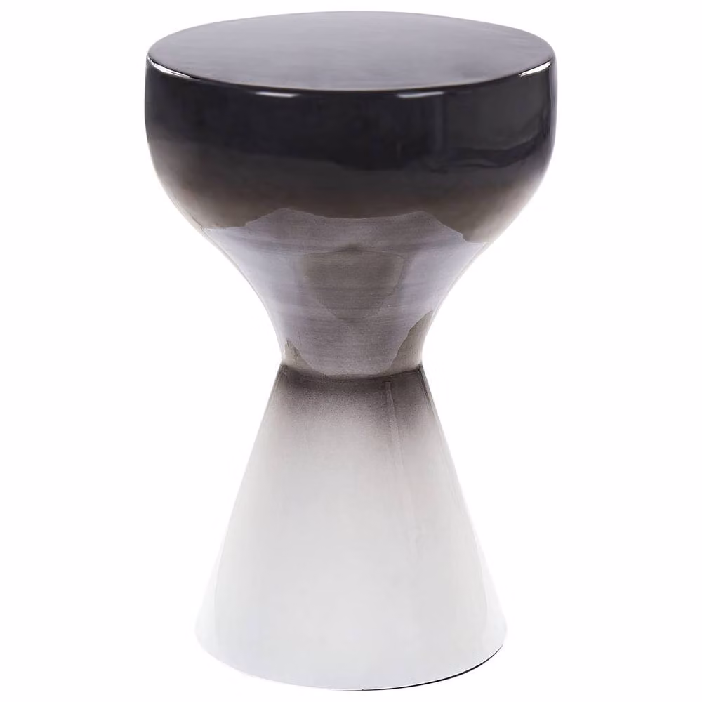 Wyld and Coco Two-Tone Round Metal Side Table in Black and White, H: 30 cm, W: 45 cm – 2