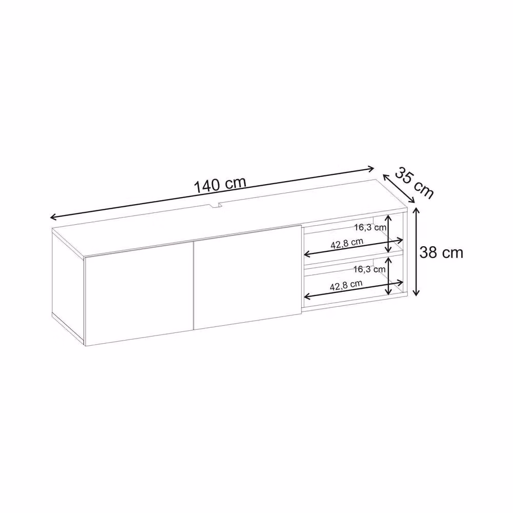 Decortie Conrad Wall-Mounted Floating TV Unit with Soft-Close Doors in Beige and White – 3