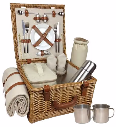 Red Hamper Deluxe Traditional Picnic Basket in Brown, W/D/H: 38.0 x 21.0 x 38.0 cm – 1