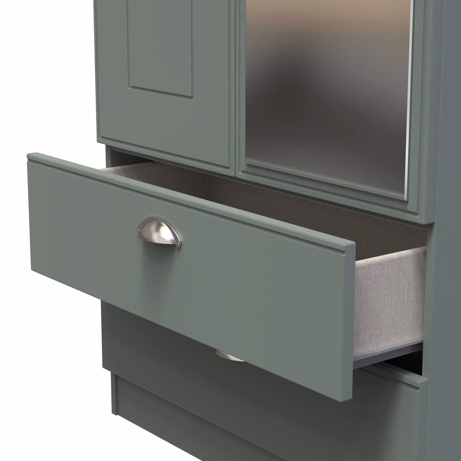 Ready Assembled 2 U Albert Tall 2 Door Mirrored Wardrobe with 2 Drawers in Pale Green – 3
