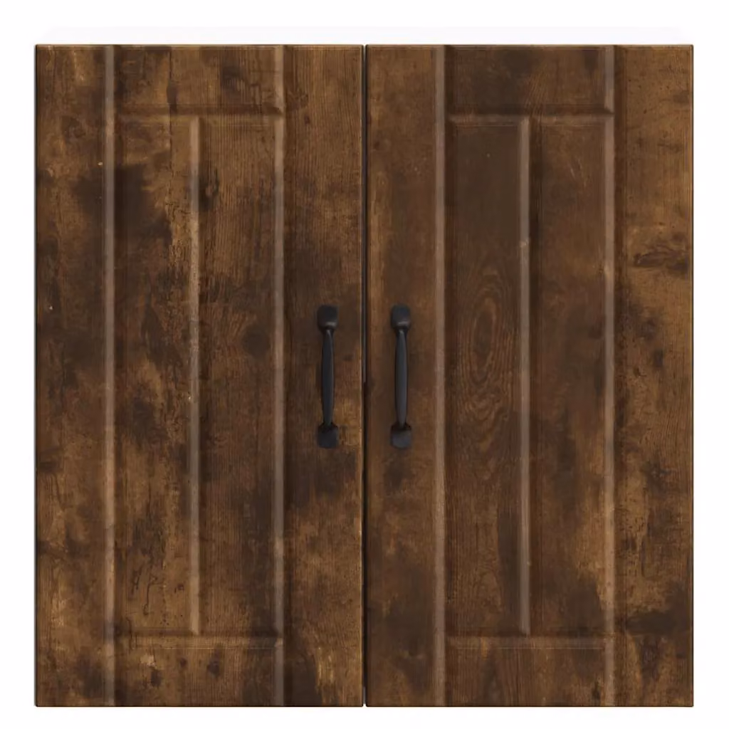 Berkfield Home Lucca Smoked Oak Kitchen Wall Cabinet in Brown with Glass Doors – 5