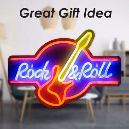 VFM e-Store Rock & Roll Mancave Neon Light, USB Powered, Multicolour, W: 30 cm, H: 40 cm – 5
