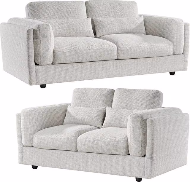 Furnishings For Less UK Bali Modern 3 + 2 Seater Sofa Suite in Beige Chenille Fabric