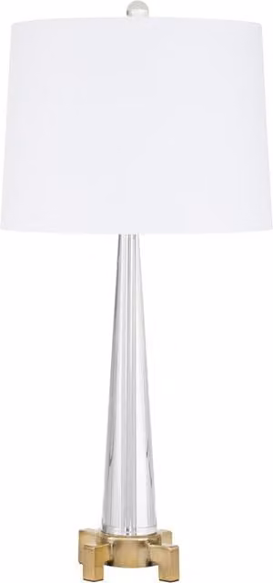 Orsina Vintage Table Lamp by Interiors by Premier with Crystal Pillar Base and Gold/Brass Finish