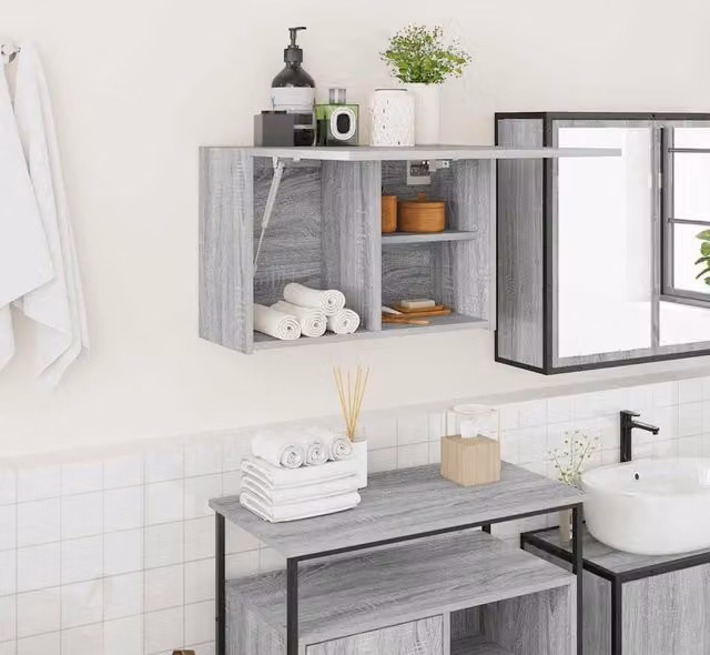 Berkfield Home Grey Sonoma Bathroom Wall Cabinet W: 60 cm, D: 25 cm, H: 40 cm