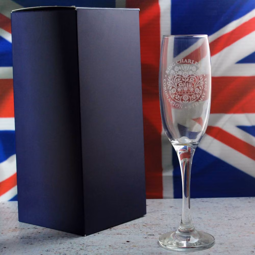 Uniqueful Personalised Commemorative Coronation of the King Champagne Flute in Clear Glass – 2