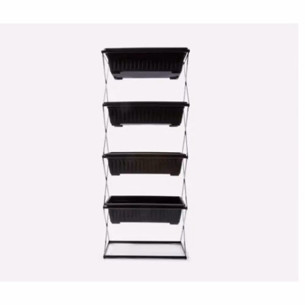 FLAVORA 4-Tier Vertical Raised Garden Bed Elevated Planter Box in Black – 3