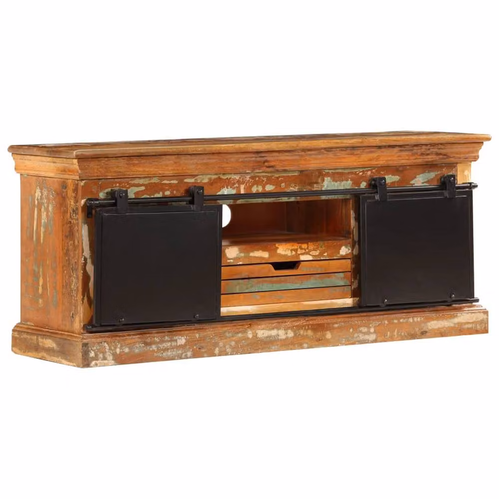 Berkfield Home TV Cabinet in Brown Solid Reclaimed Wood, W/D/H: 110 x 30 x 45 cm – 2