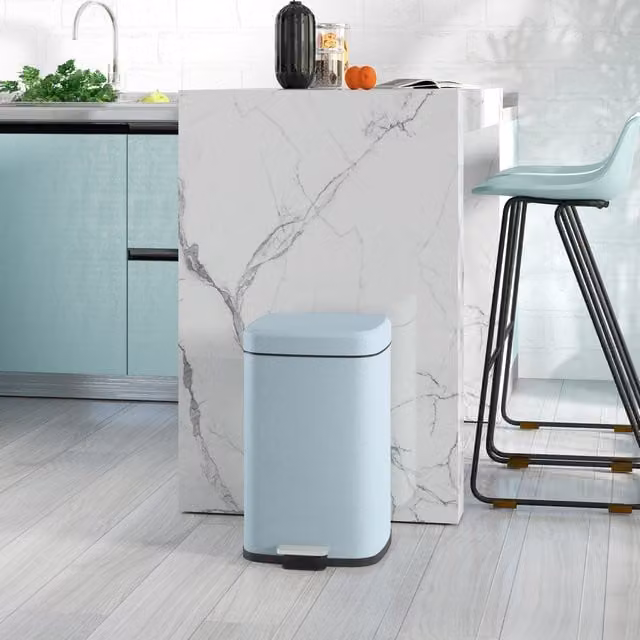 HOMCOM Green Fingerprint Proof Metal Kitchen Pedal Bin with Removable Inner Bucket, Width: 28 cm