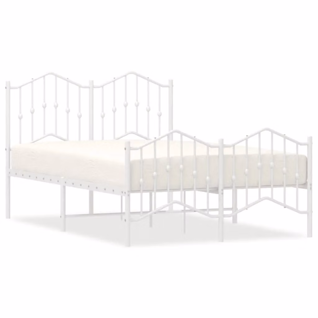 Berkfield Home Metal Bed Frame with Headboard and Footboard in White, W/D/H: 120 x 190 cm Small Double – 2