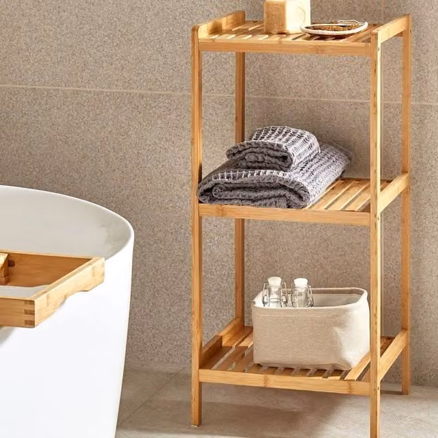 Wyld and Coco 3-Shelf Freestanding Bamboo Bathroom Unit, Brown – 1