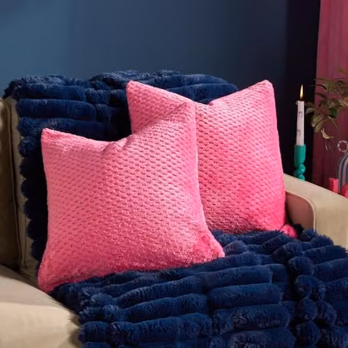 OHS Waffle Fleece Square Cushion Covers, Pack of 2, Pink, 45 x 45 cm – 4