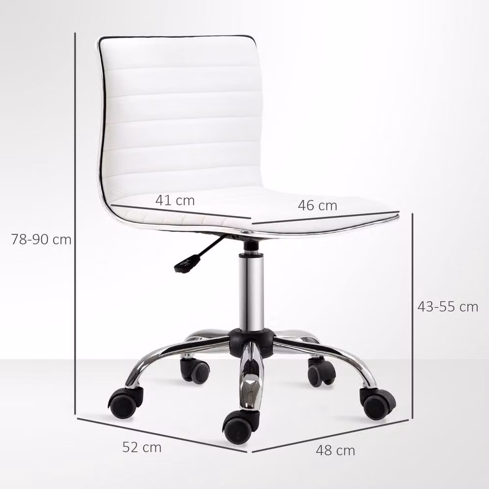 ERGOVEXA White Faux Leather Armless Office Task Chair – 2