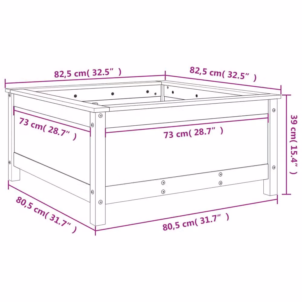 Berkfield Home Grey Solid Wood Pine Garden Planter Tub W: 82.5 cm, D: 82.5 cm, H: 39 cm – 5