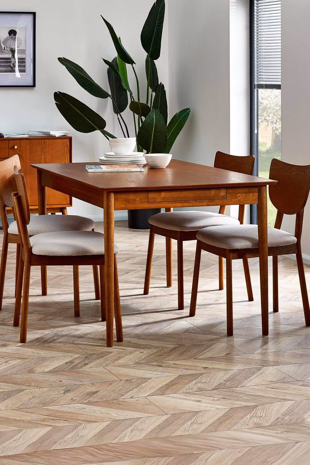 Julian Bowen Lowry Set of 2 Dining Chairs in Brown Cherry Ash, H 81 x W 54 x D 49 cm – 4