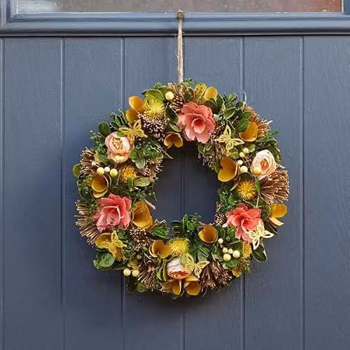 Smart Garden Products Summer Whirl Hanging Floral Wreath with Flowers and Butterflies, Multicolour and Yellow, Diameter: 36 cm – 2