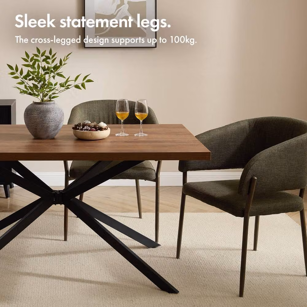VonHaus Abel Rectangular 6 Seater Wood Effect Dining Room Table in Dark Brown, W/D/H: 150 x 85 x 75.5 cm – 4
