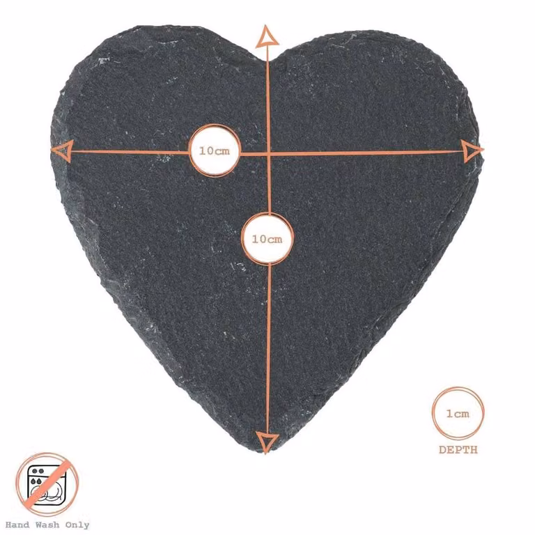 FLAVORA Heart Slate Coasters, Black, Pack of 12, Diameter: 10 cm
