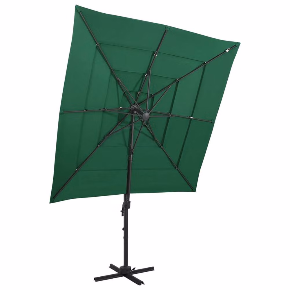 Berkfield Home 4-Tier Green Polyester Parasol with Aluminium Pole, W/D: 250 x 250 cm – 2