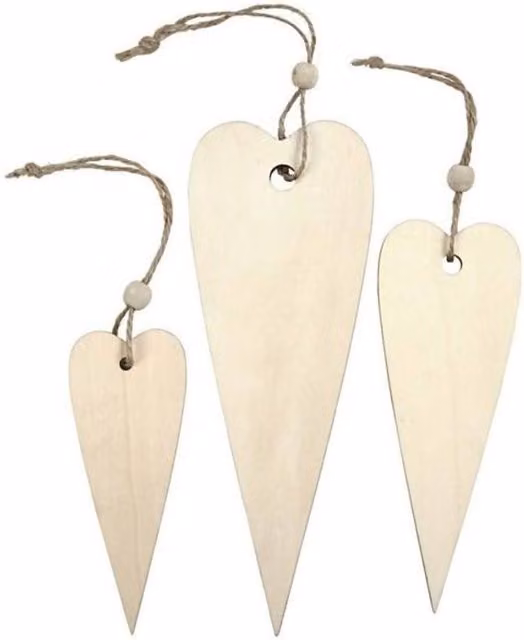 KDMD Pack of 9 Natural Wooden Blank Heart Pendants for Christmas Crafts