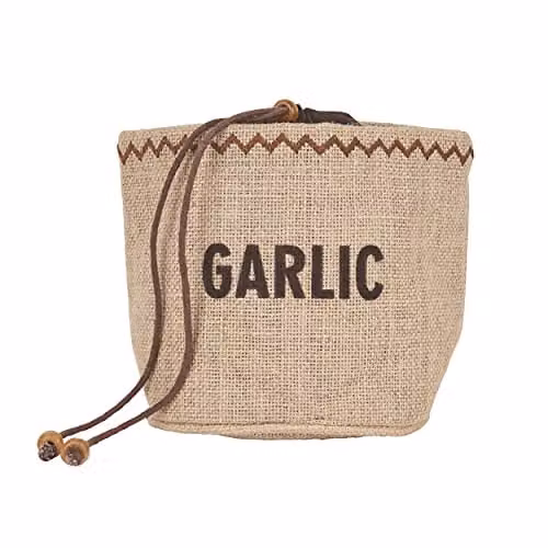 Natural Elements Hessian Garlic Storage Bag in Brown
