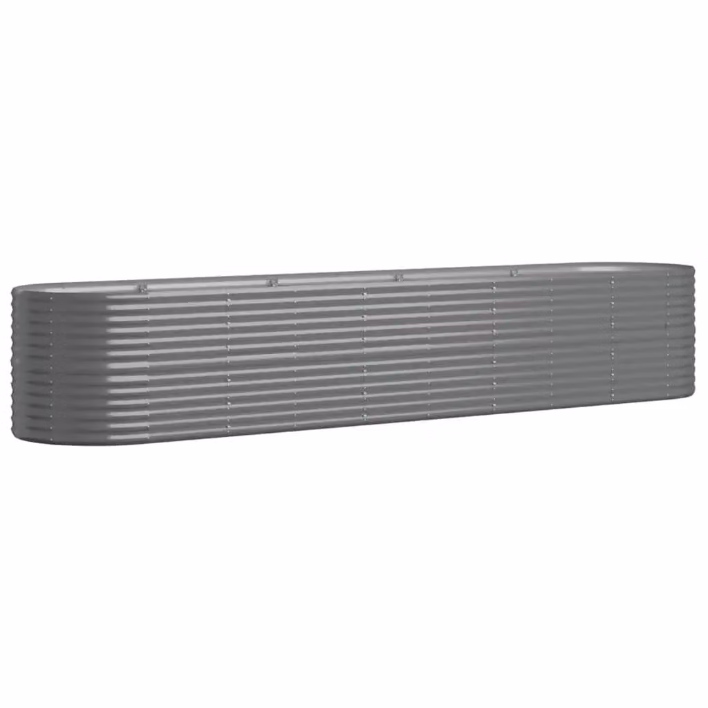 Berkfield Home Garden Grey Powder-coated Steel Raised Bed W/D/H: 368 x 80 x 68 cm – 2
