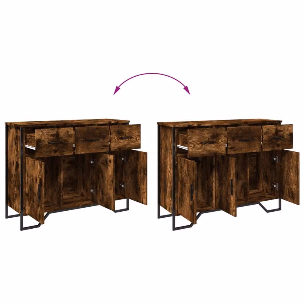 Berkfield Home Smoked Oak Sideboard in Brown, W/D/H: 97 x 32.5 x 74.5 cm – 6