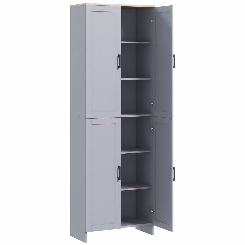 Wyld Haus Keketa Grey 4 Door Wooden Pantry Cabinet H 170.5 x W 60.0 x D 30.0 cm – 2