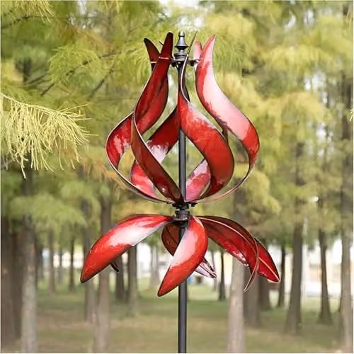 Primrose Metal Flutter Bulb Kinetic Wind Spinner in Red – 1
