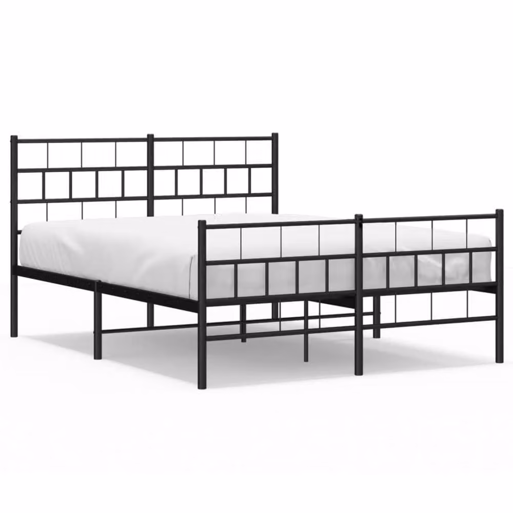 Berkfield Home Metal Bed Frame with Headboard and Footboard in Black, W/D/H: 140 x 200 cm – 2