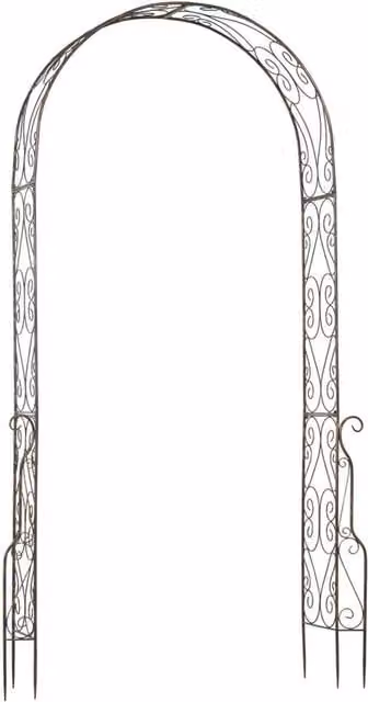 VOGREX Metal Garden Arch Arbour Climbing Frame in Bronze, H 226 x W 120 x D 30 cm – 1