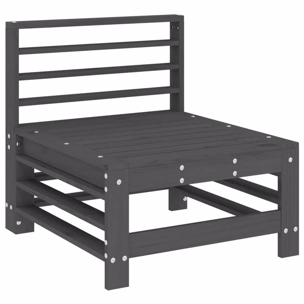 Berkfield Home Garden Middle Sofas, 2 Piece Set in Grey Rustic Solid Pine Wood – 2