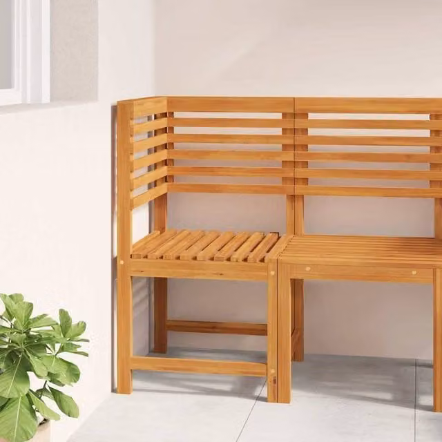 Berkfield Home Brown Acacia Solid Wood Corner Garden Chair – 1