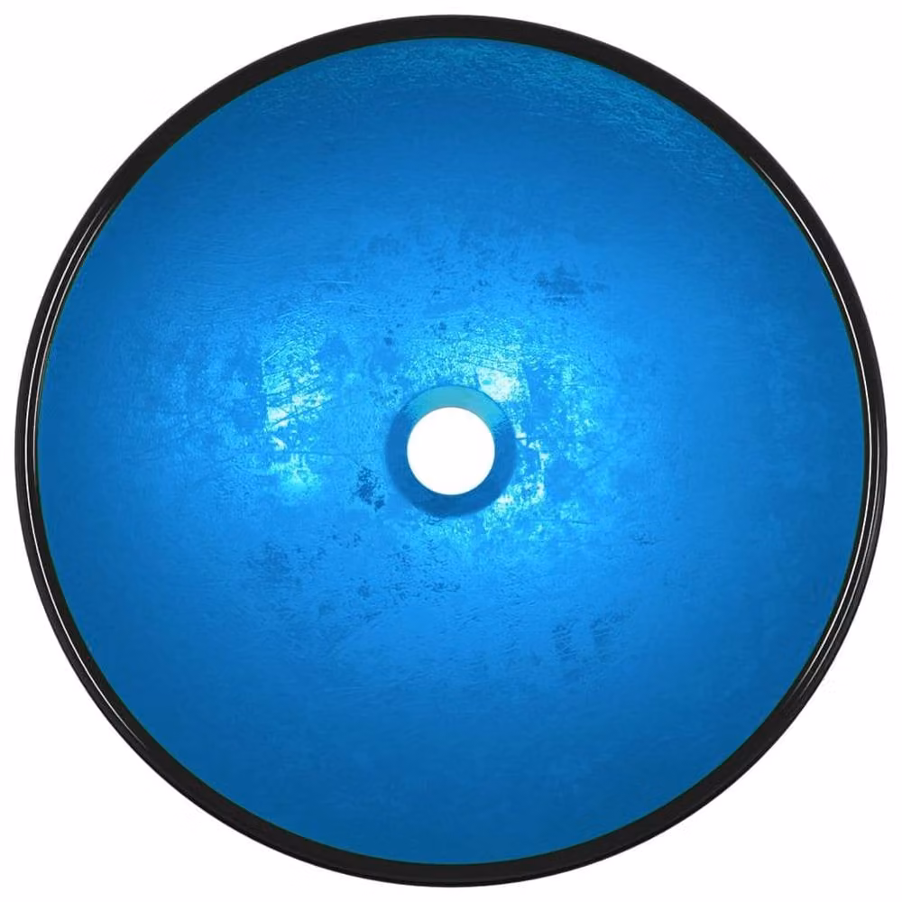 Berkfield Home Blue Tempered Glass Basin W: 42 cm, D: 14 cm – 3