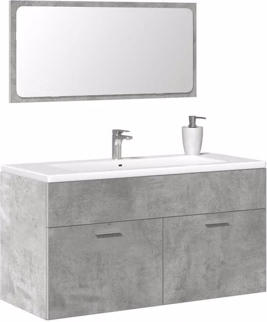 Berkfield Home Wall Mounted Modern Bathroom Cabinet with Mirror in Matt Concrete Grey – 1