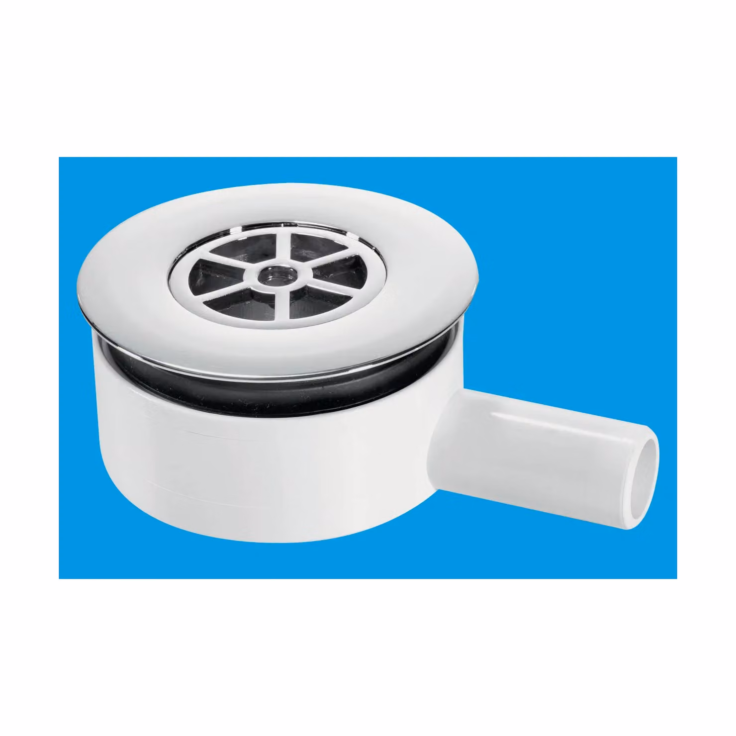 McAlpine UPSW-3-22MM Pumped Shower Waste Outlet with 70mm Round Chrome Plated Brass Flange in Silver – 2