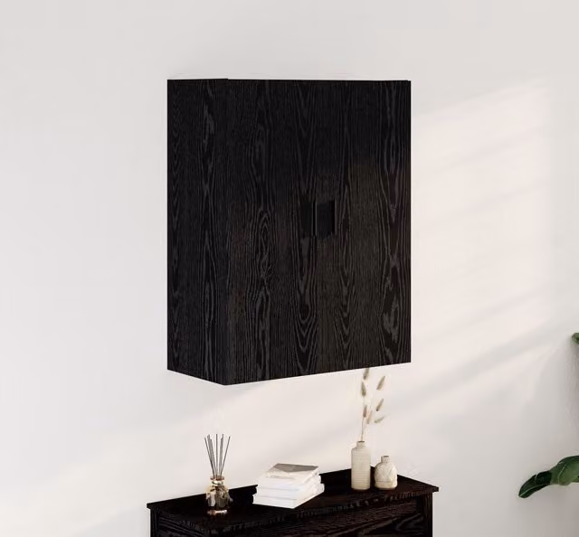 Berkfield Home Wall Mounted Cabinet in Black Oak, W: 69.5 cm, D: 34 cm, H: 90 cm – 1