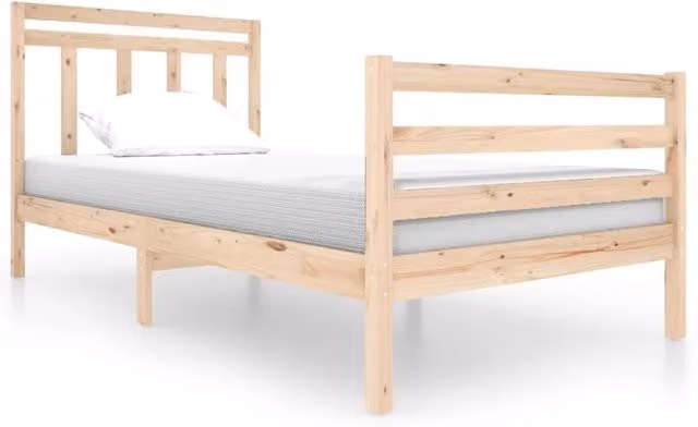 Berkfield Home Solid Wood Pine Bed Frame in Natural, W: 100 cm, D: 200 cm